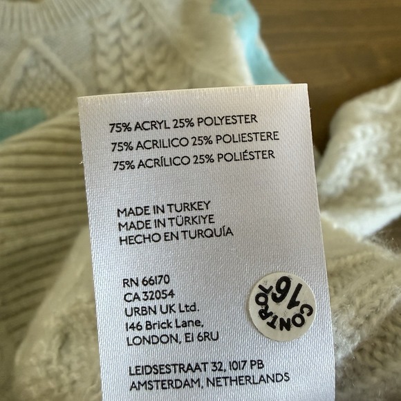 Maeve Anthropologie Women's Small Grey Floral Cable Knit Long Sleeve Sweater - Picture 5 of 6